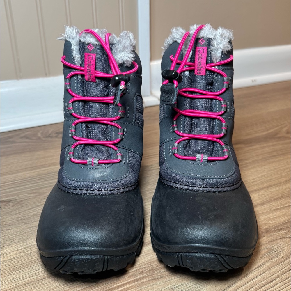 Columbia Rope Tow Waterproof Winter‎ Snow Boots Grey Pink Size 3 Youth Kids - Picture 2 of 7